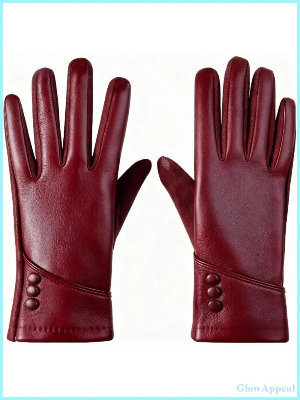 Women's Winter Touch Screen Gloves, Faux Leather with Wool Lining, Windproof
